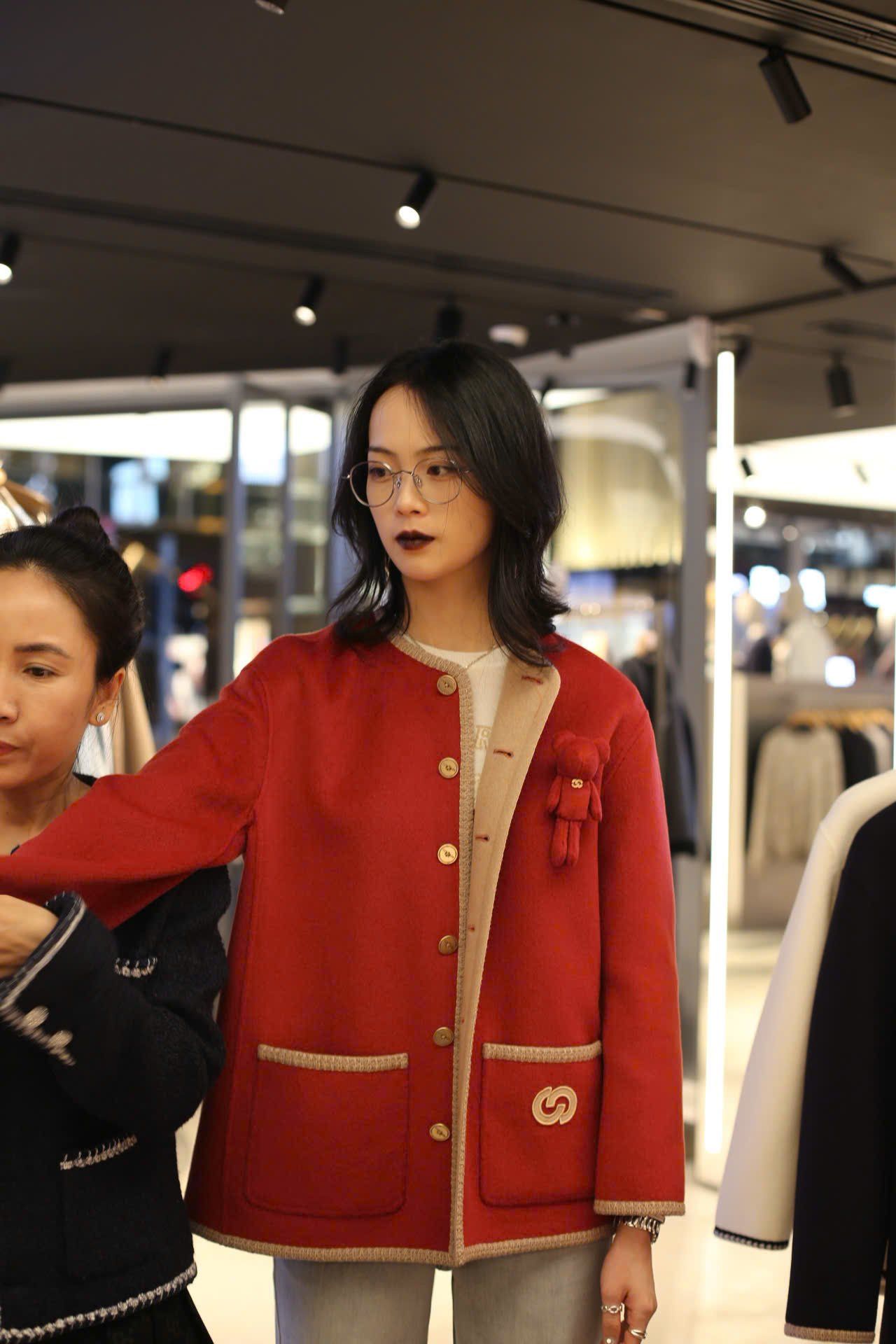  4.Áo khoác dạ Gấu ngực - Đỏ 