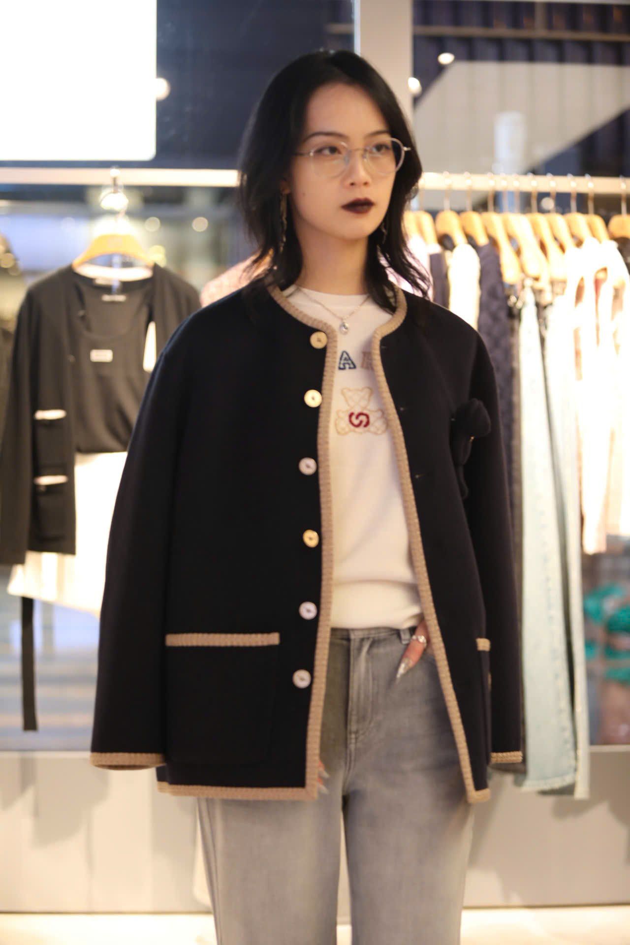  5.Áo khoác dạ Gấu ngực - Navy 