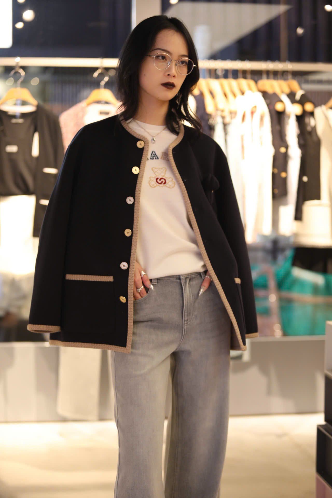  5.Áo khoác dạ Gấu ngực - Navy 