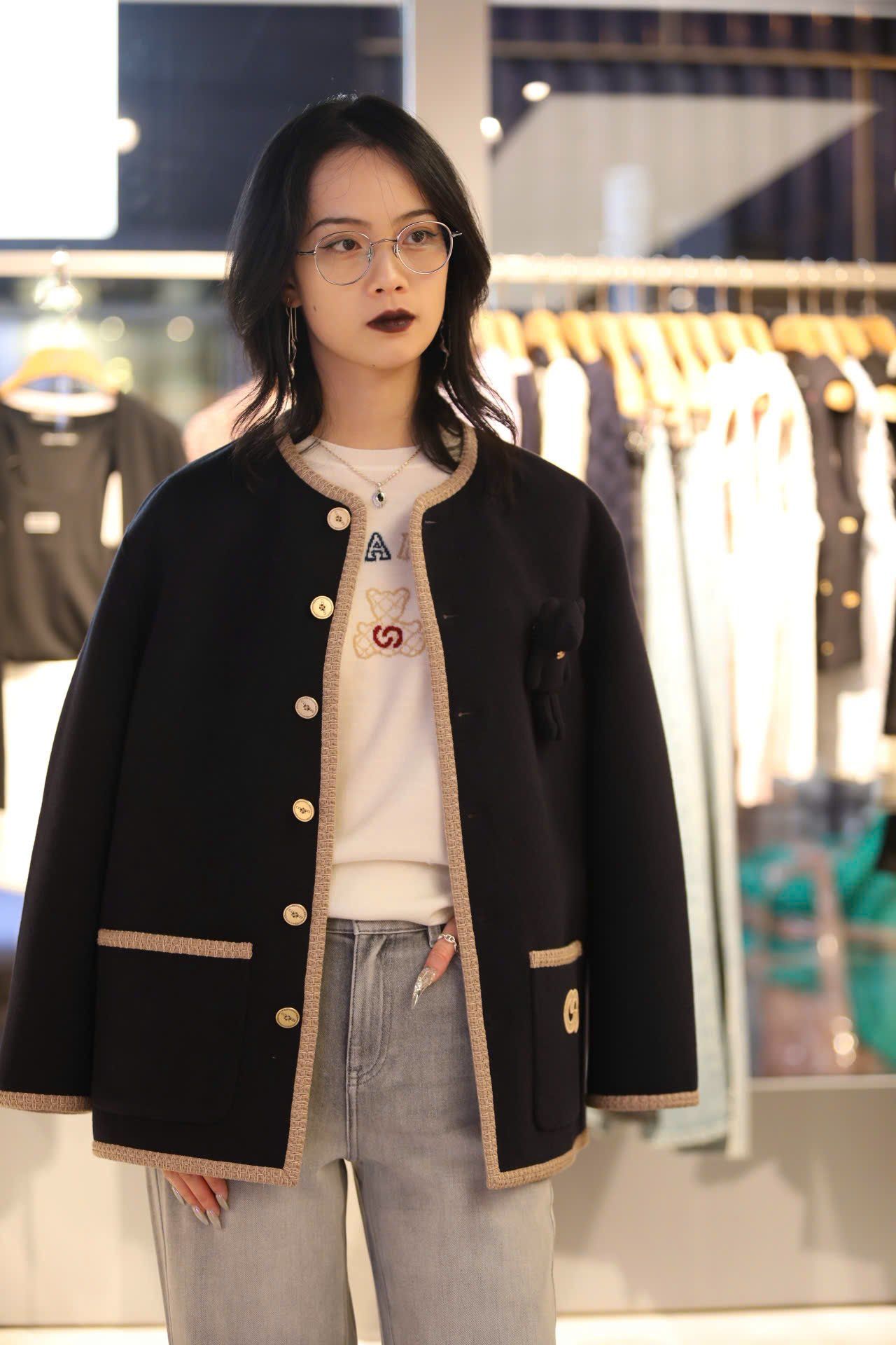  5.Áo khoác dạ Gấu ngực - Navy 