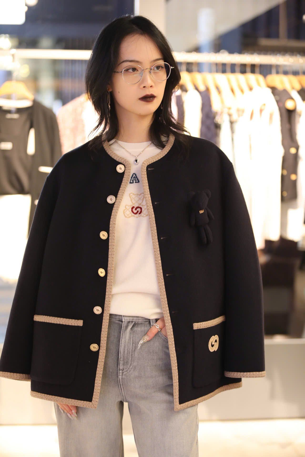  5.Áo khoác dạ Gấu ngực - Navy 