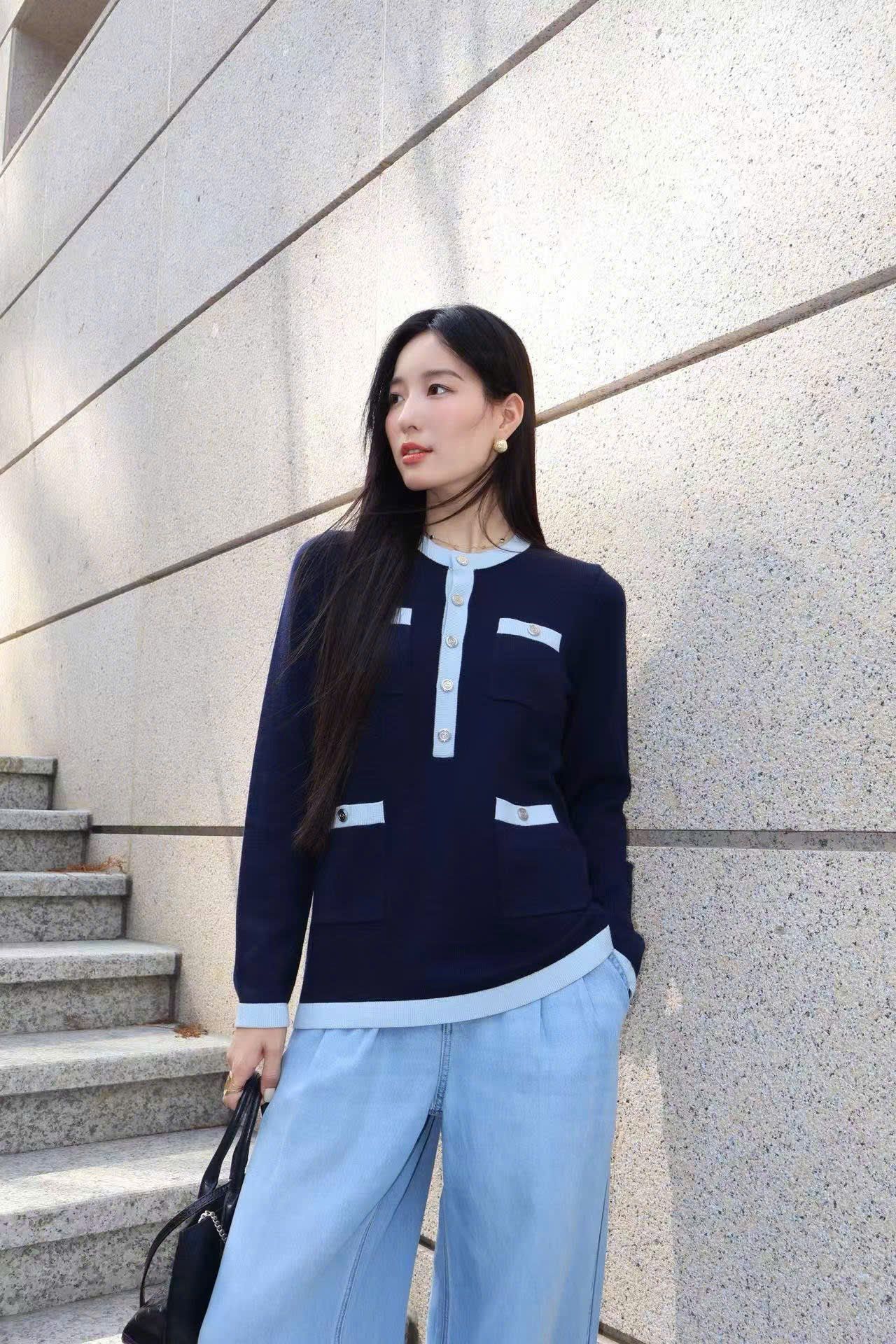  Áo CDG xanh tím 4 túi viền 