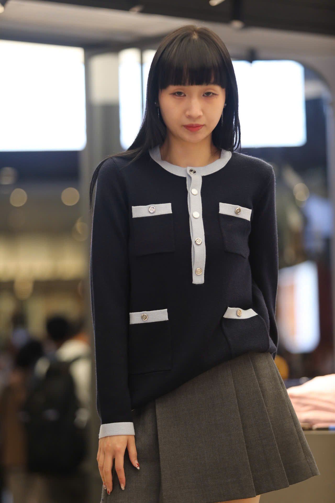  Áo CDG xanh tím 4 túi viền 