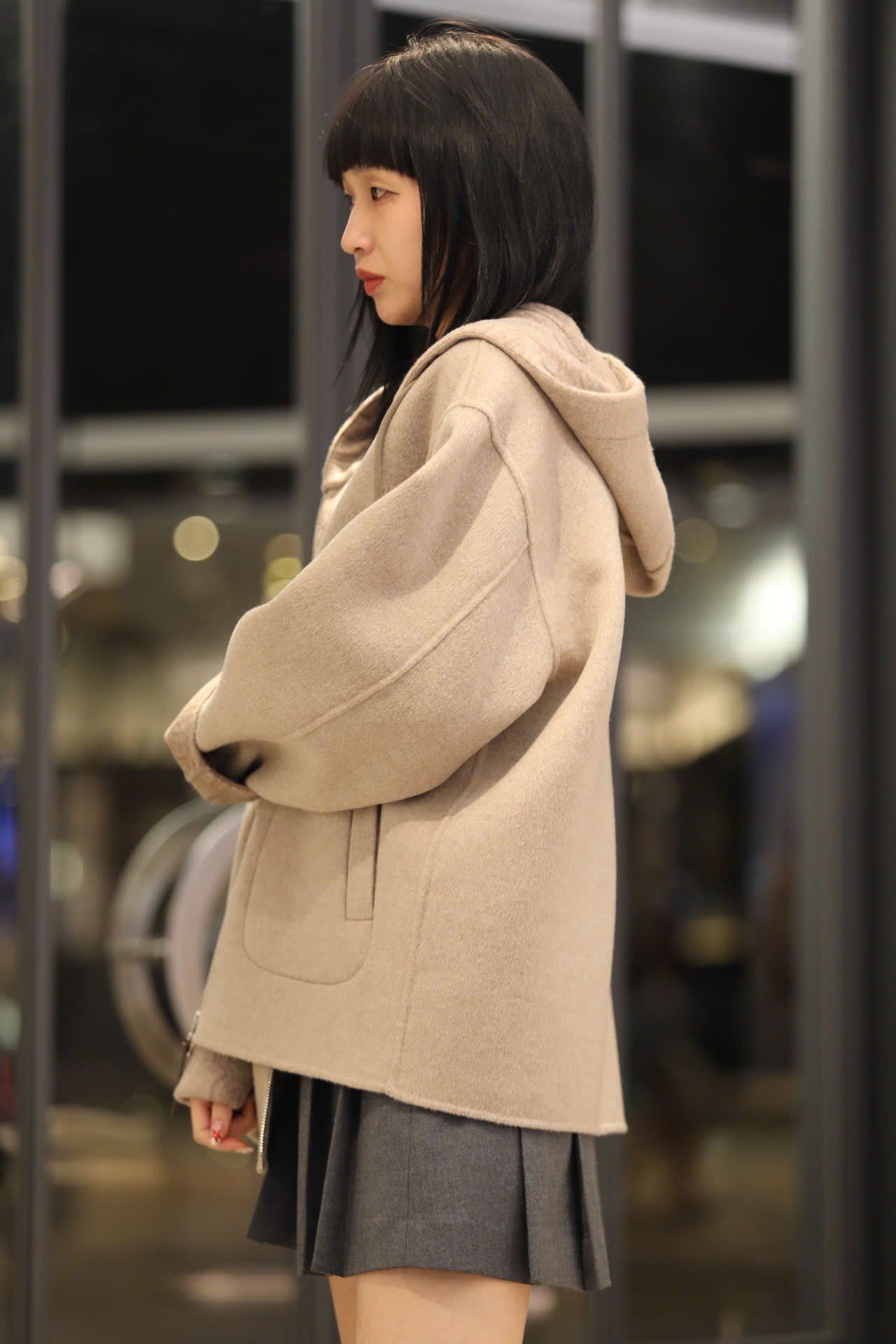  Áo dạ ép Nâu có mũ lót full logo 