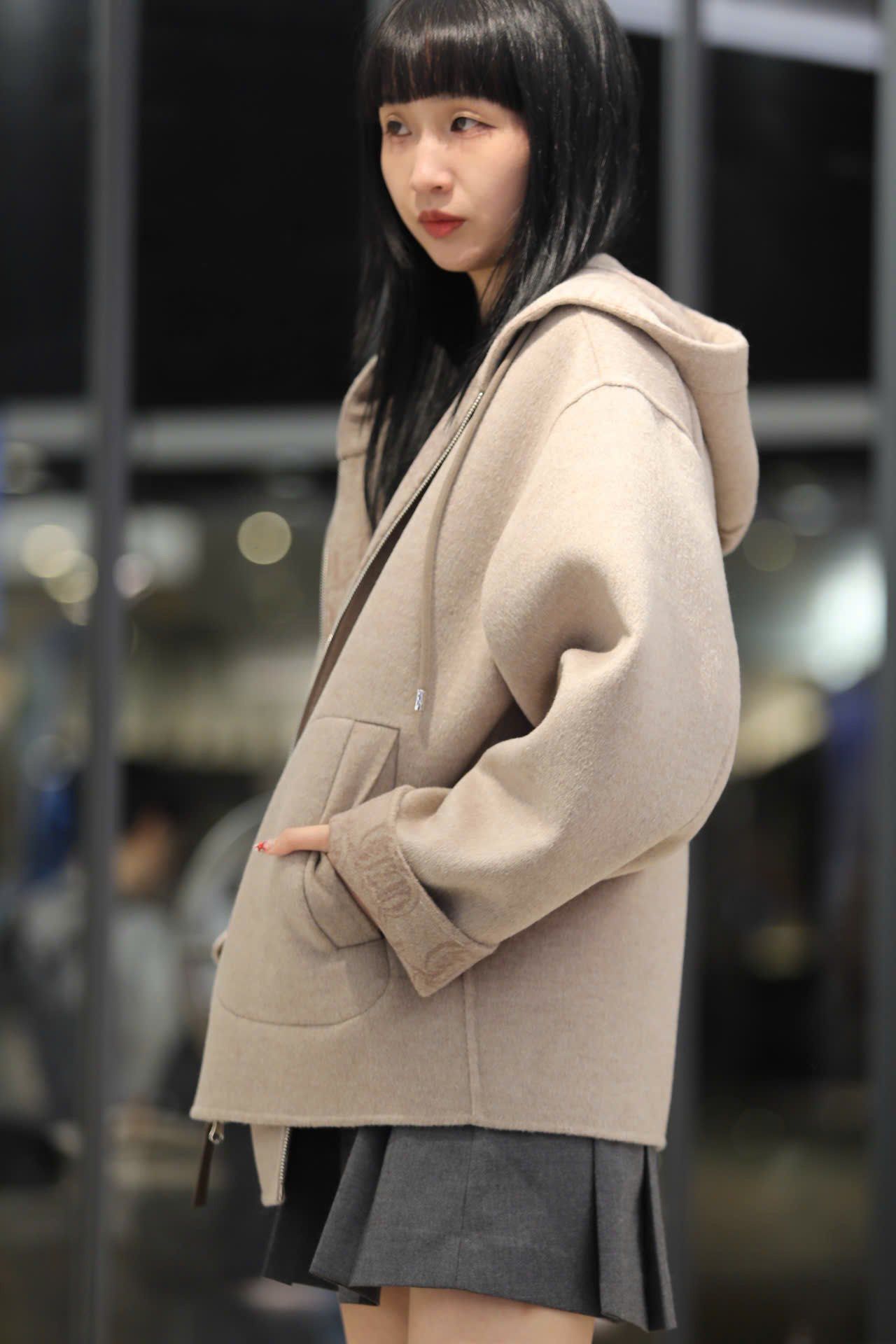  Áo dạ ép Nâu có mũ lót full logo 