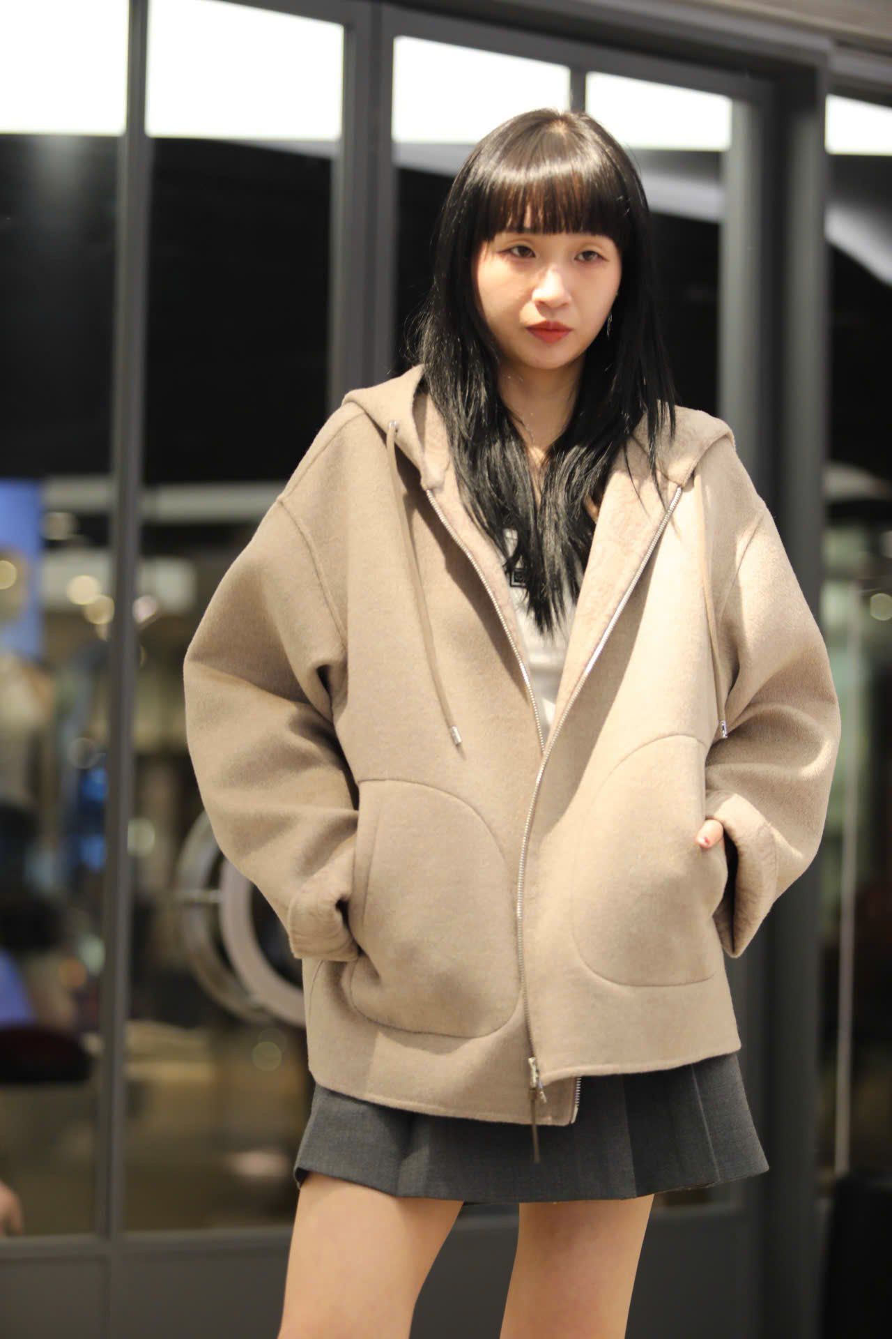  Áo dạ ép Nâu có mũ lót full logo 