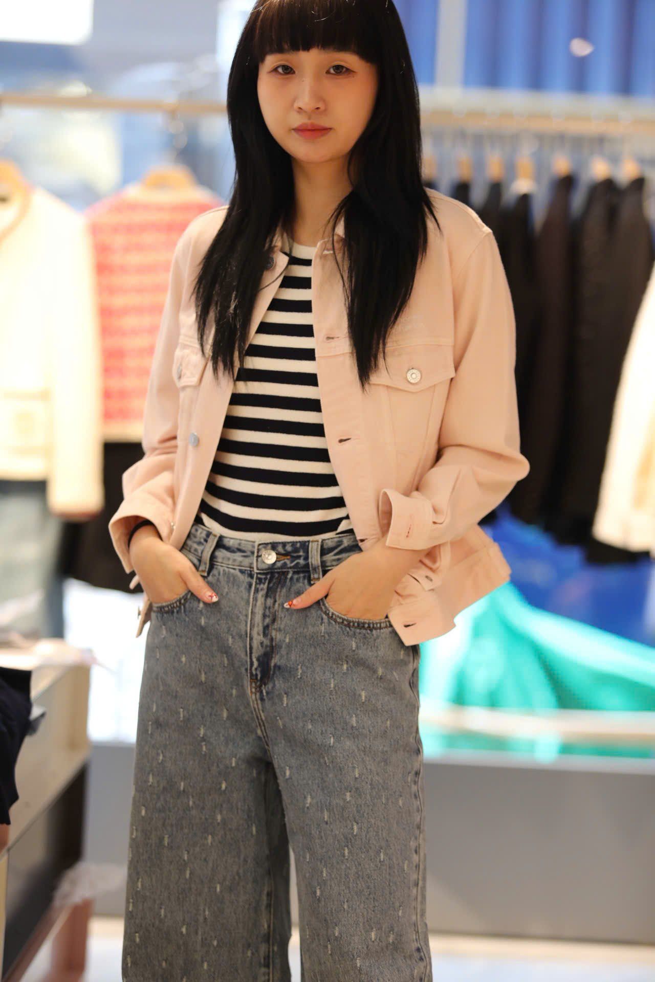  Quần jean xanh, wax hạt mưa 