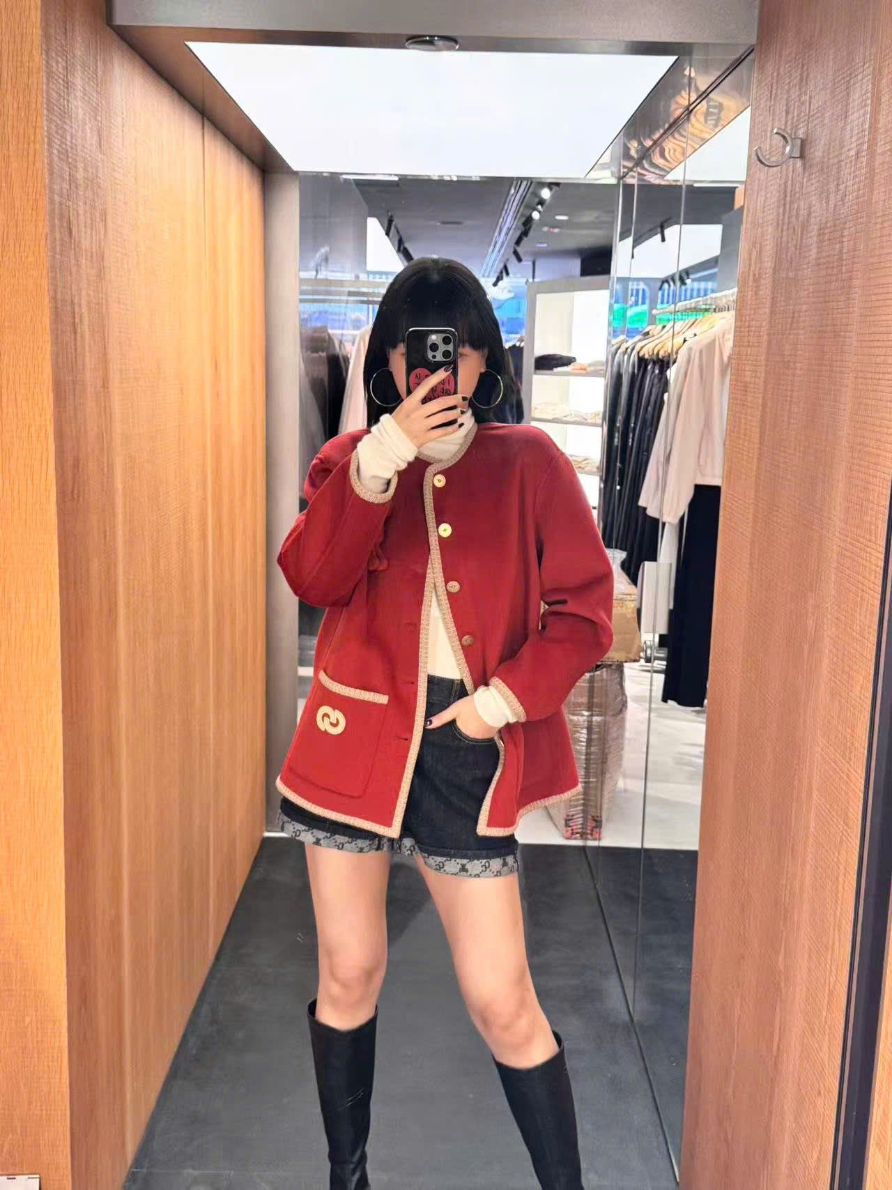  4.Áo khoác dạ Gấu ngực - Đỏ 