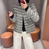 Áo Tweed ghi xám kẻ trắng 