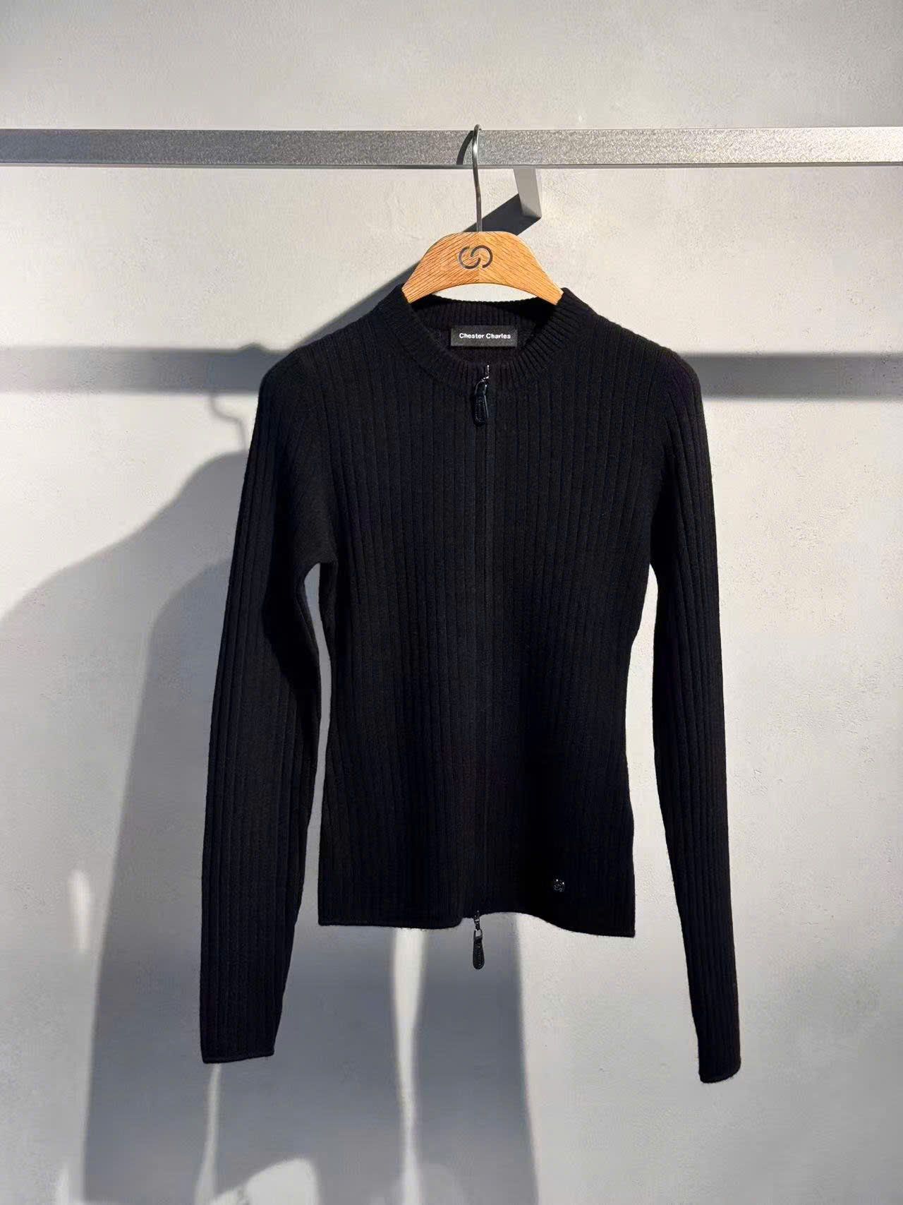  Áo khoác đen khóa Zip 2 chiều 