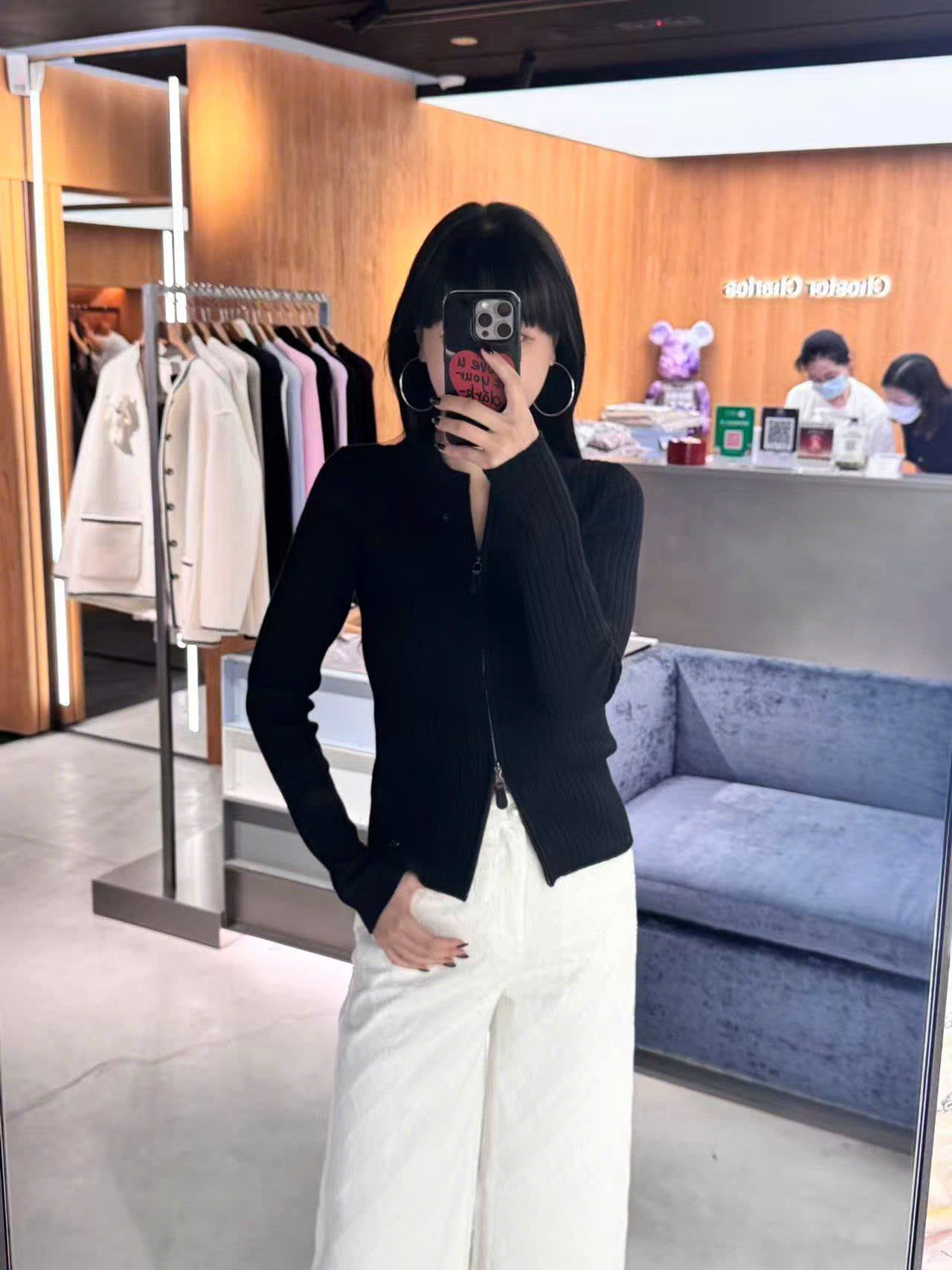  Áo khoác đen khóa Zip 2 chiều 