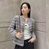  Áo Tweed ghi xám kẻ trắng 