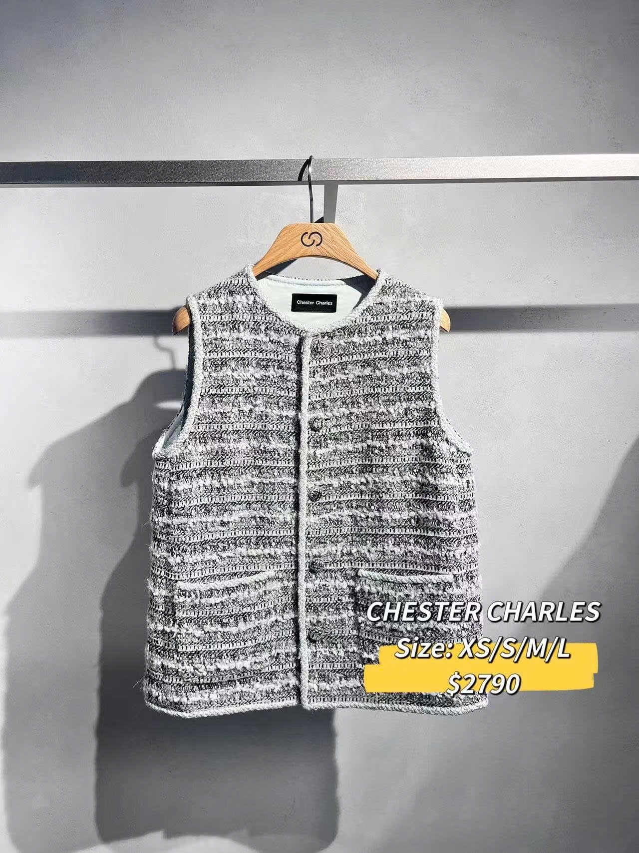  Áo Ghile dạ tweed ghi xám 