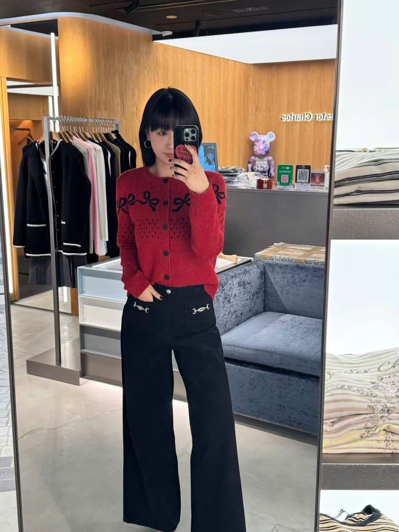  Áo CDG đỏ nơ đen 