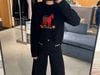  Áo len đen dài tay chú ngựa đỏ 