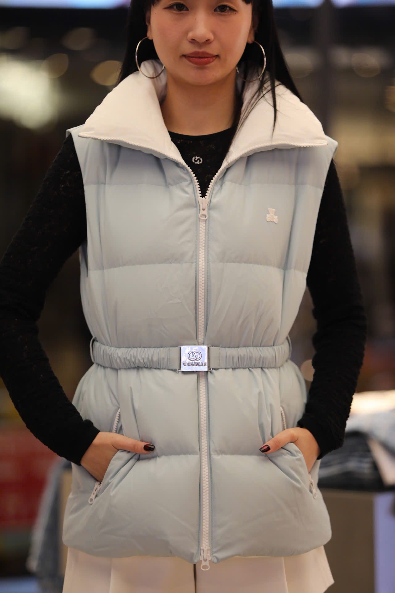  Áo gile phao Xanh da trời 