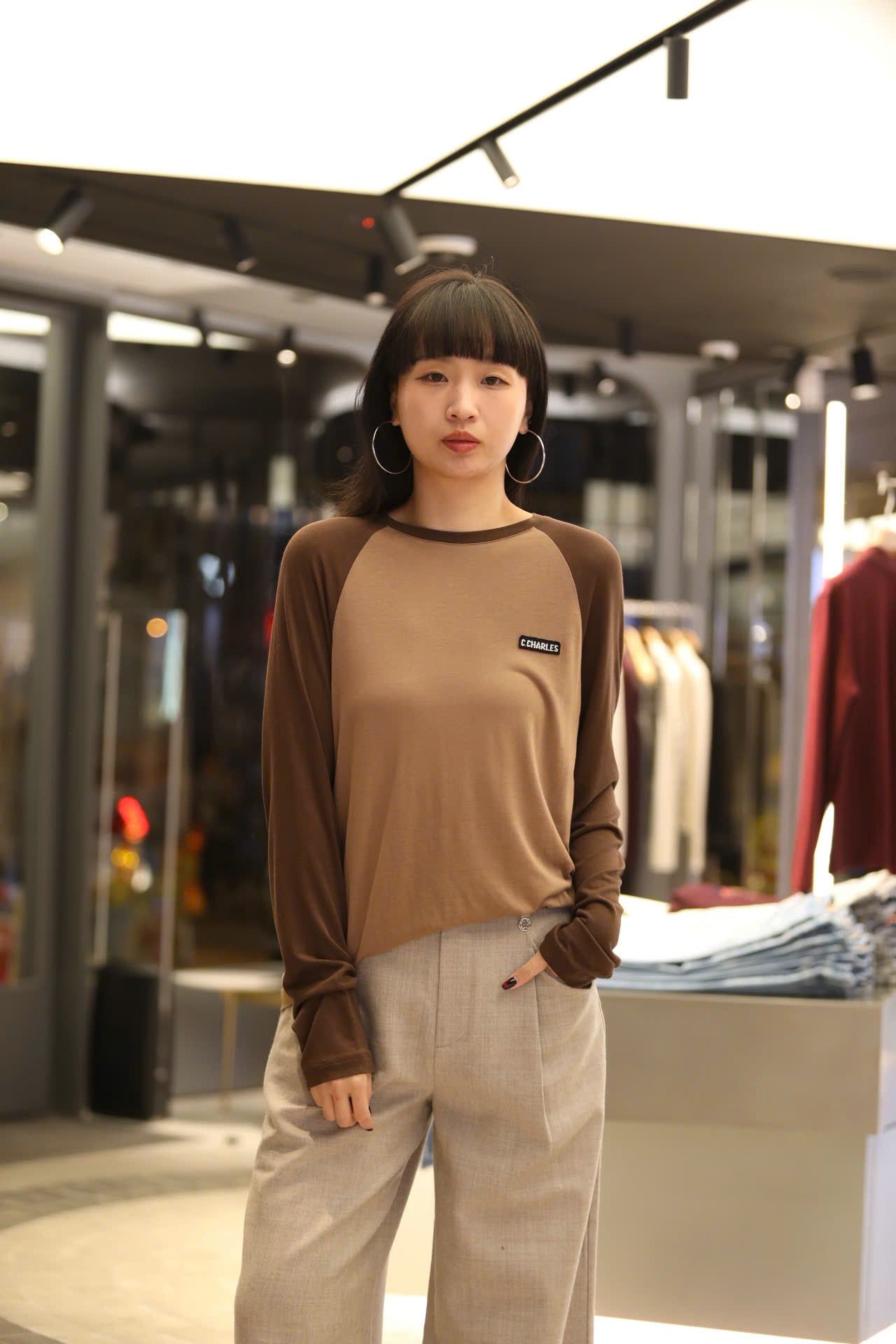  Áo dài tay nâu cafe 