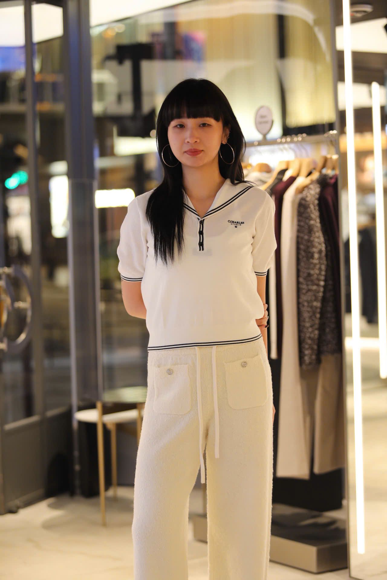  1.Áo trắng thủy thủ kẻ Navy 