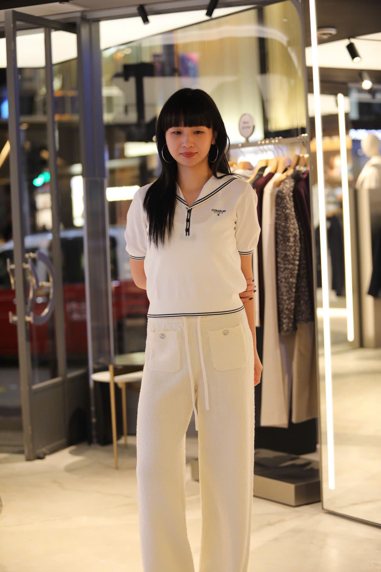  1.Áo trắng thủy thủ kẻ Navy 