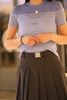  Chân váy xếp ly kèm belt kim loại - xám 