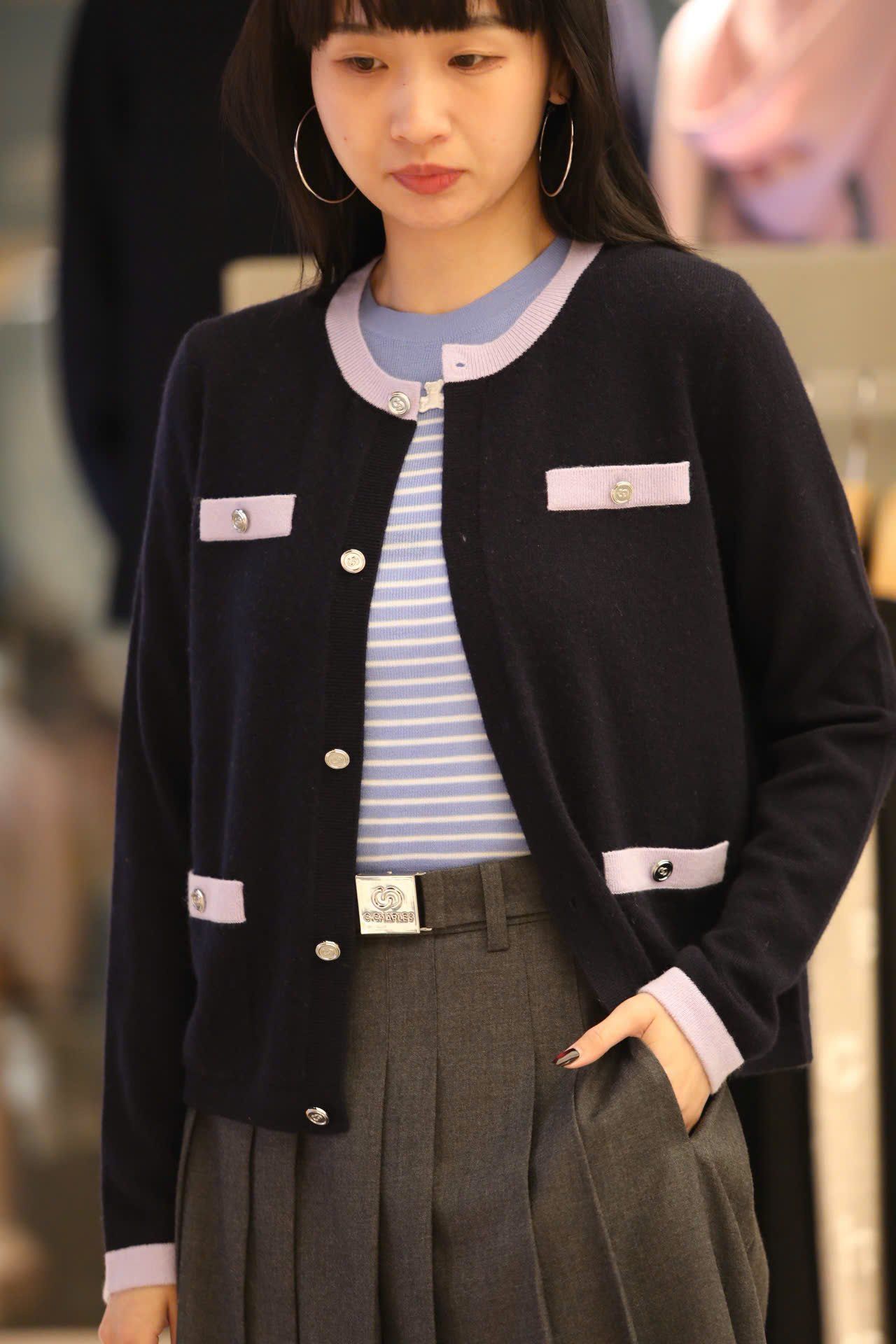  Chân váy xếp ly kèm belt kim loại - xám 