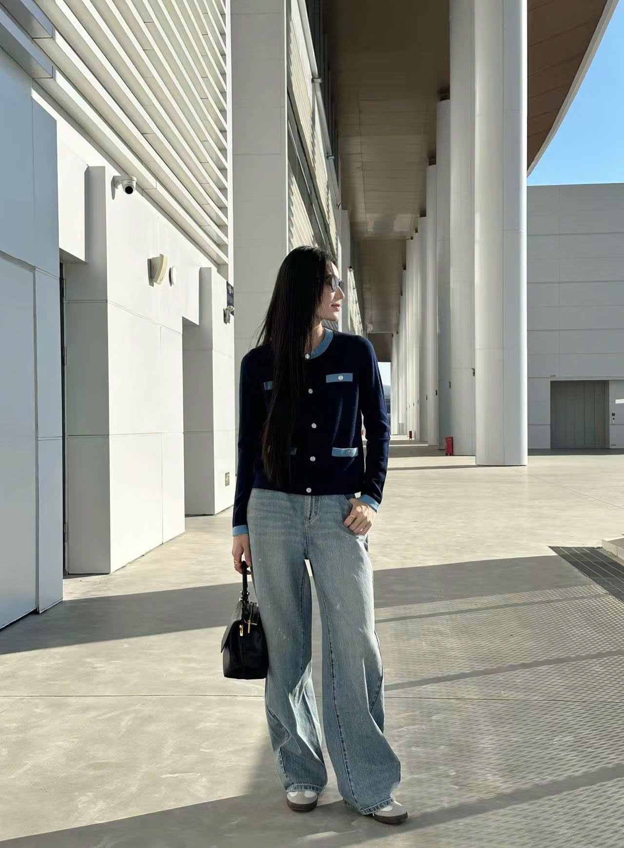  Áo CDG Navy 4 túi trước viền xanh dương 