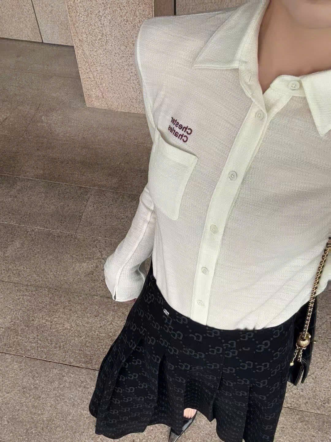  Chân váy đen dáng dài full logo CC 