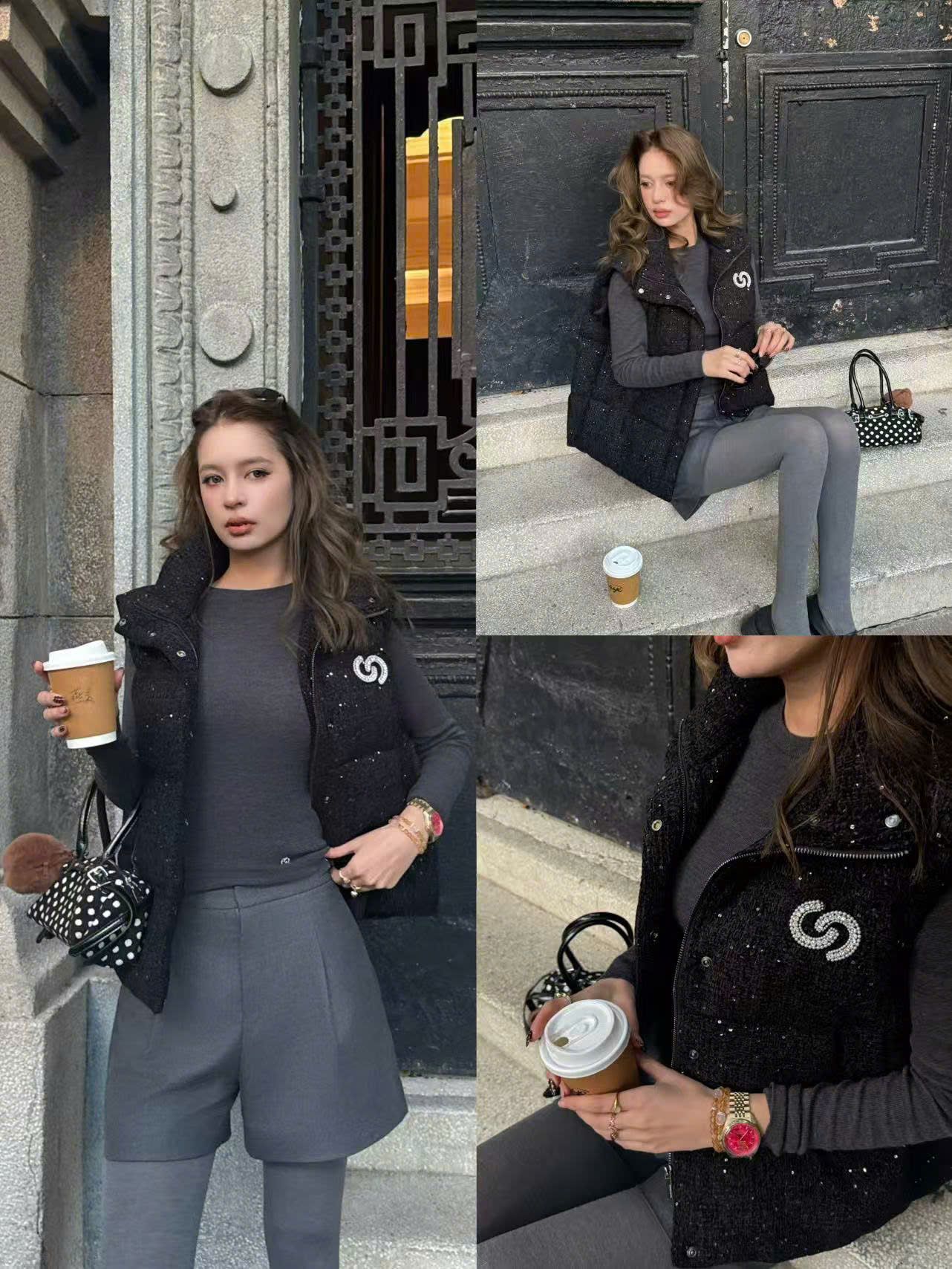  Phao gile đen logo ngực trái 