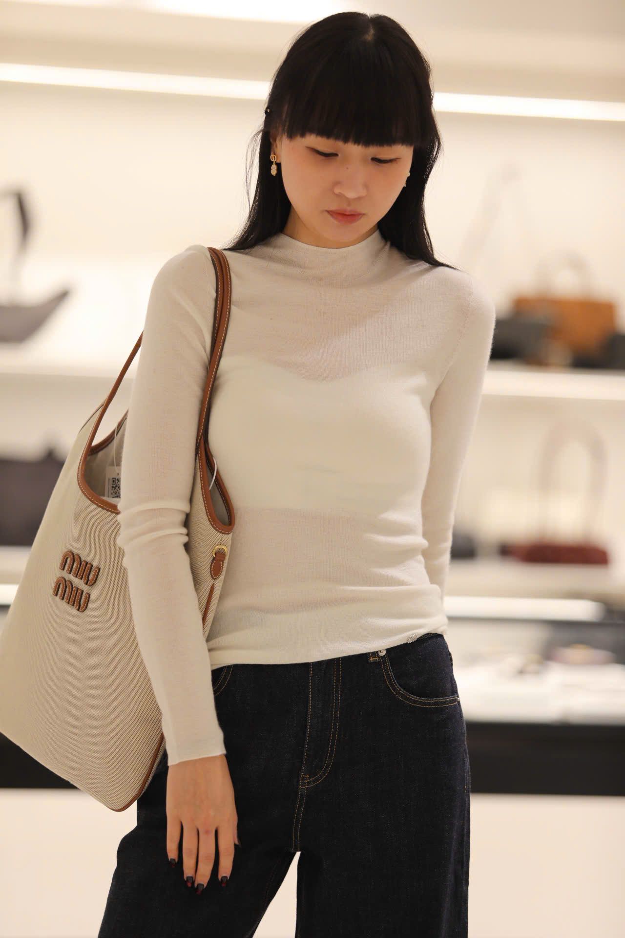  Cashmere - Áo len dài tay Trắng 