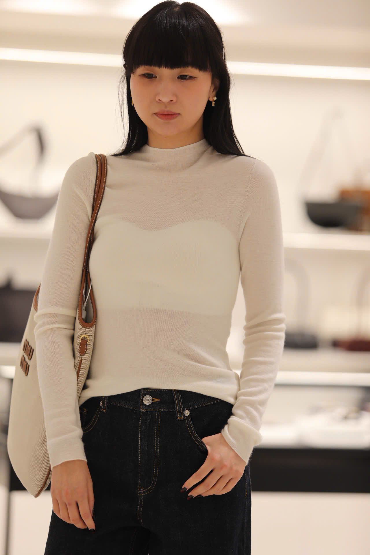  Cashmere - Áo len dài tay Trắng 