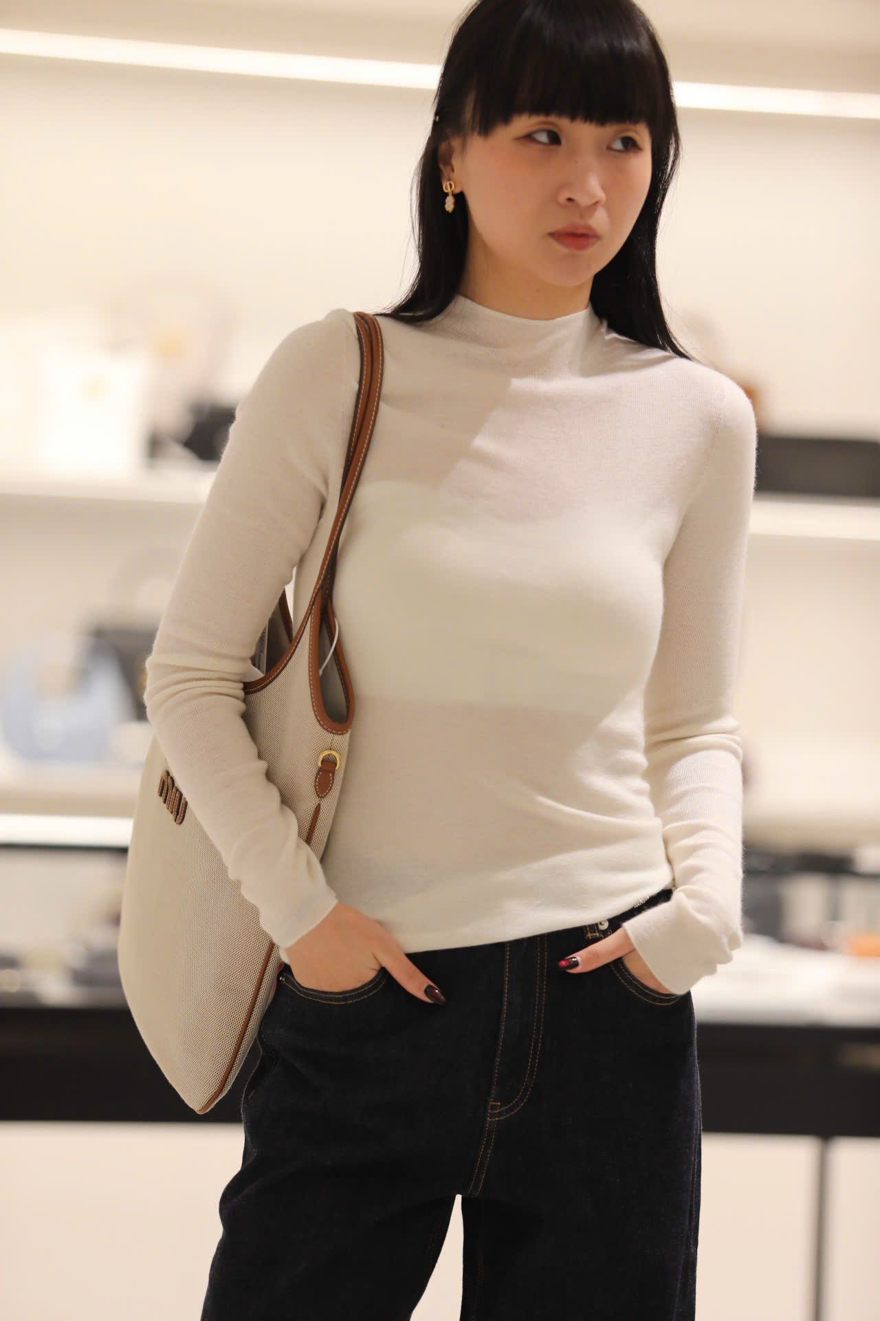  Cashmere - Áo len dài tay Trắng 