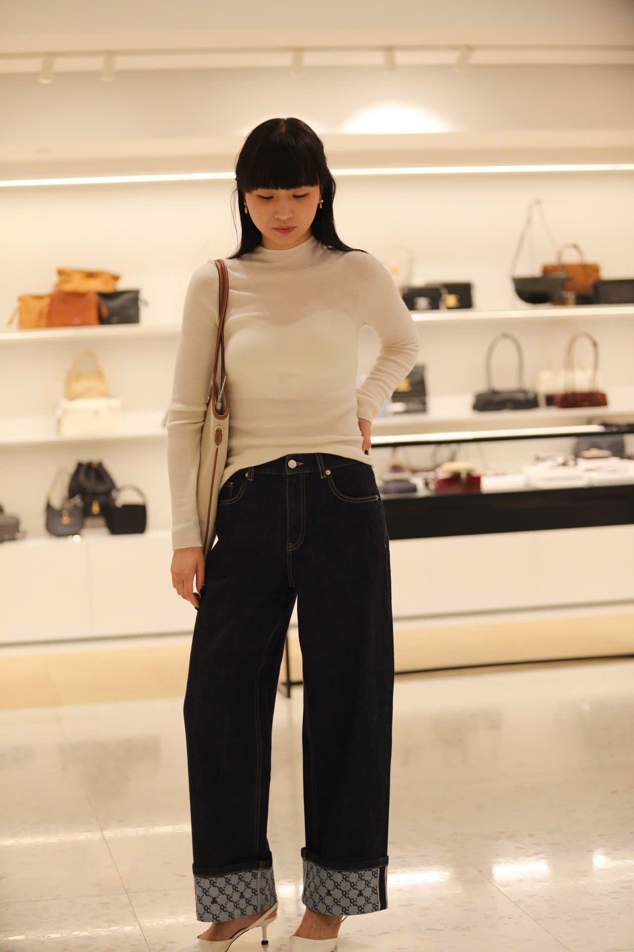  Cashmere - Áo len dài tay Trắng 