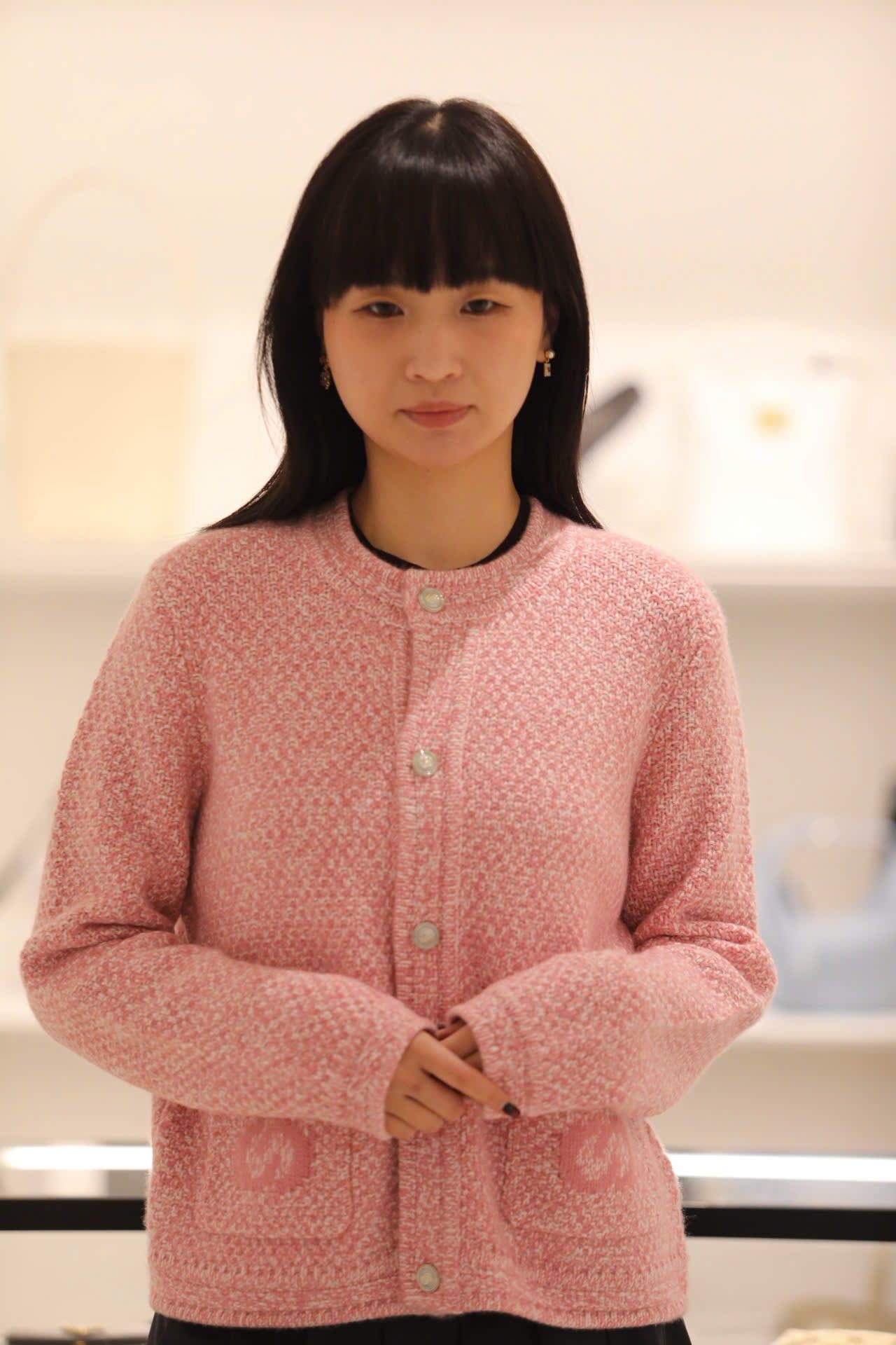  Áo CDG hồng cashmere 2 túi logo 