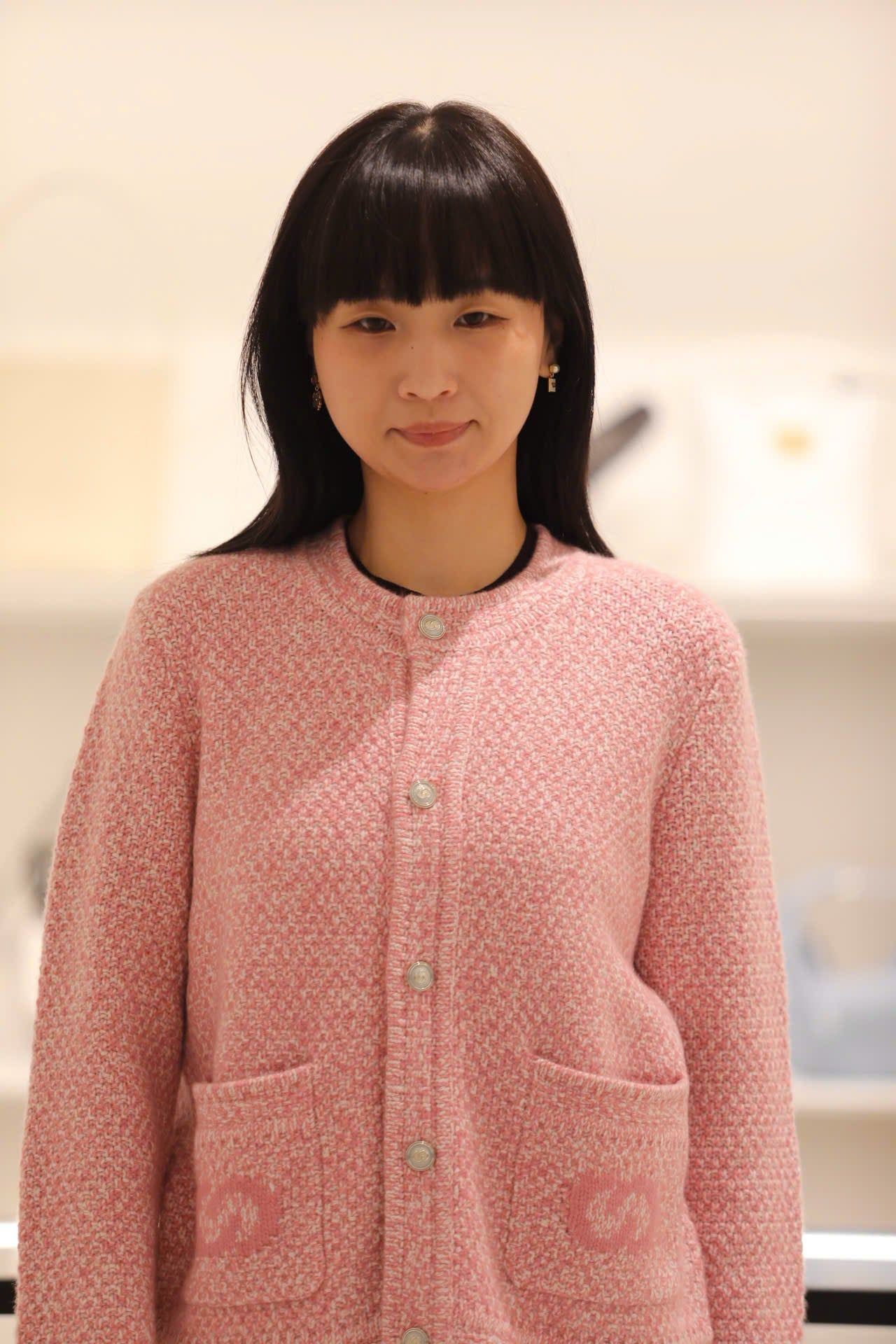  Áo CDG hồng cashmere 2 túi logo 