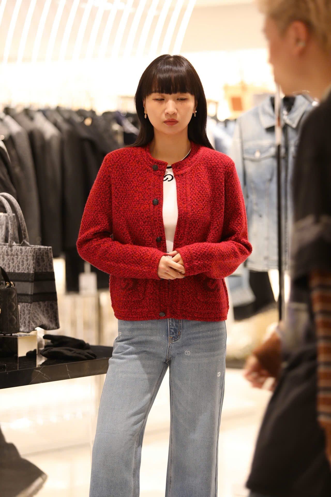  1.Áo CDG đỏ cashmere 2 túi logo 