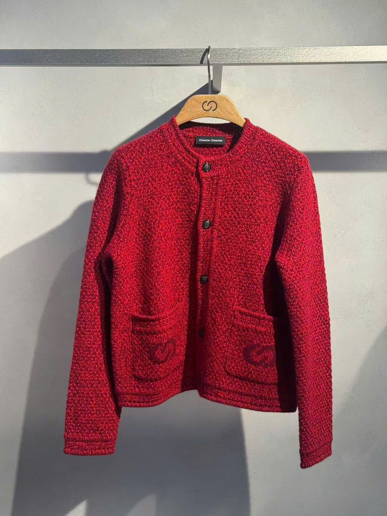  1.Áo CDG đỏ cashmere 2 túi logo 