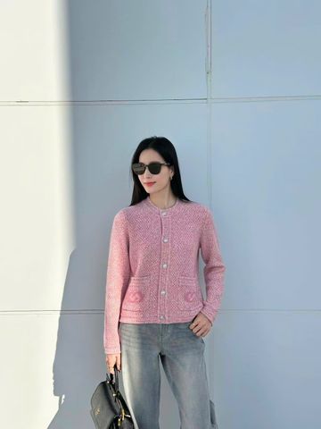  Áo CDG hồng cashmere 2 túi logo 