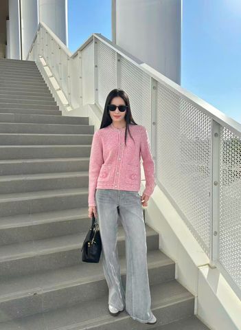  Áo CDG hồng cashmere 2 túi logo 