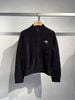  Áo khoác nhung đen xốp, logo trắng 1 bên (SET) 