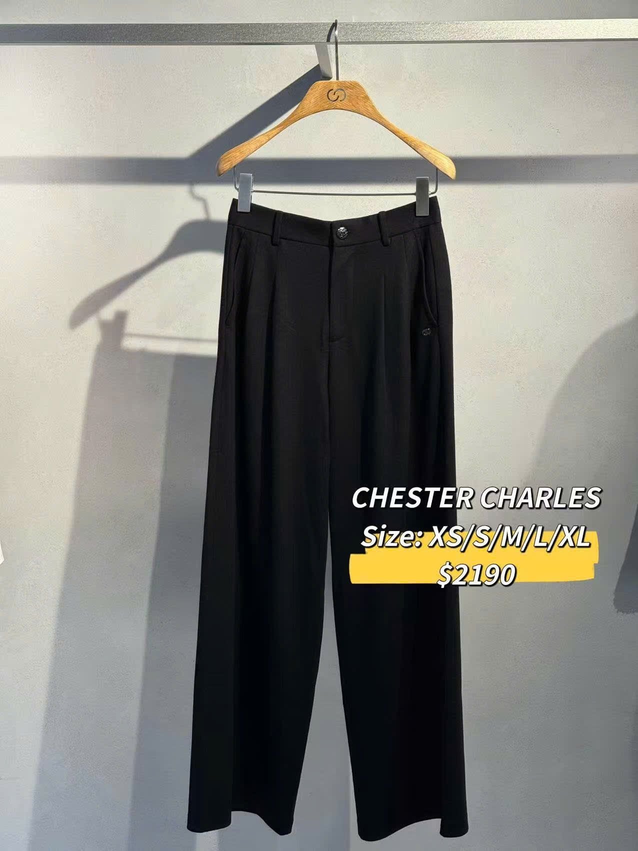  Quần vải len đen cúc đen 