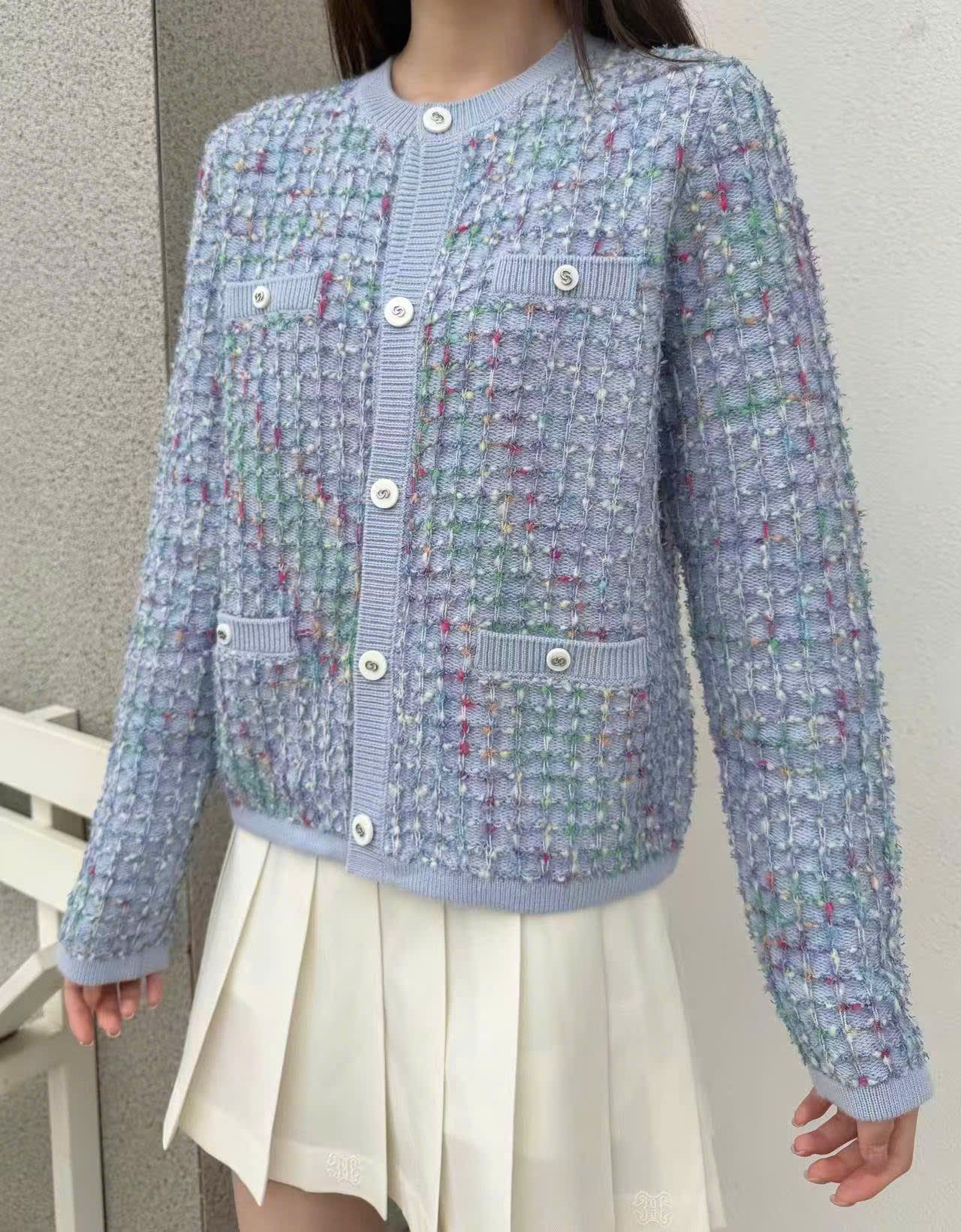  Áo CDG xanh nhạt sắc màu 4 túi -cúc trắng 