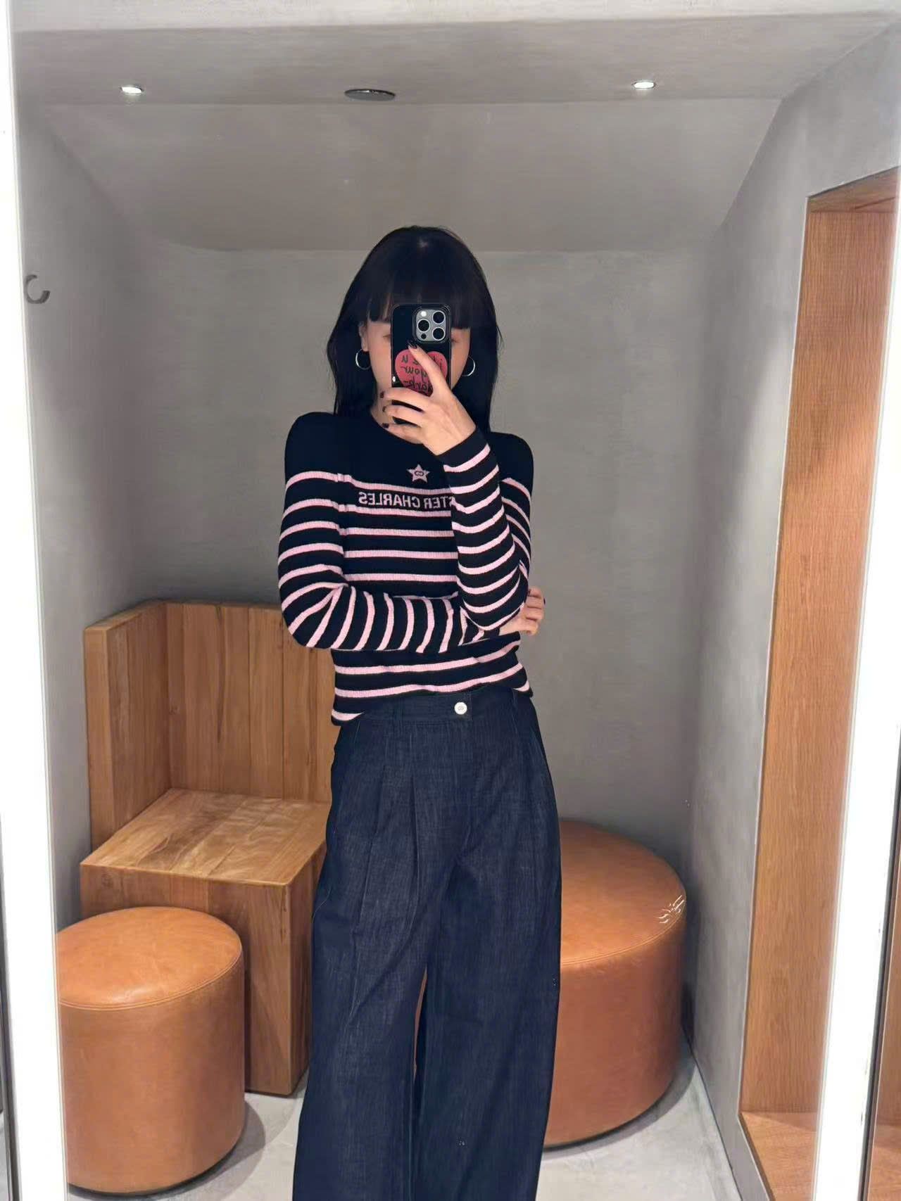  Quần jean ống rộng xanh than ss25 