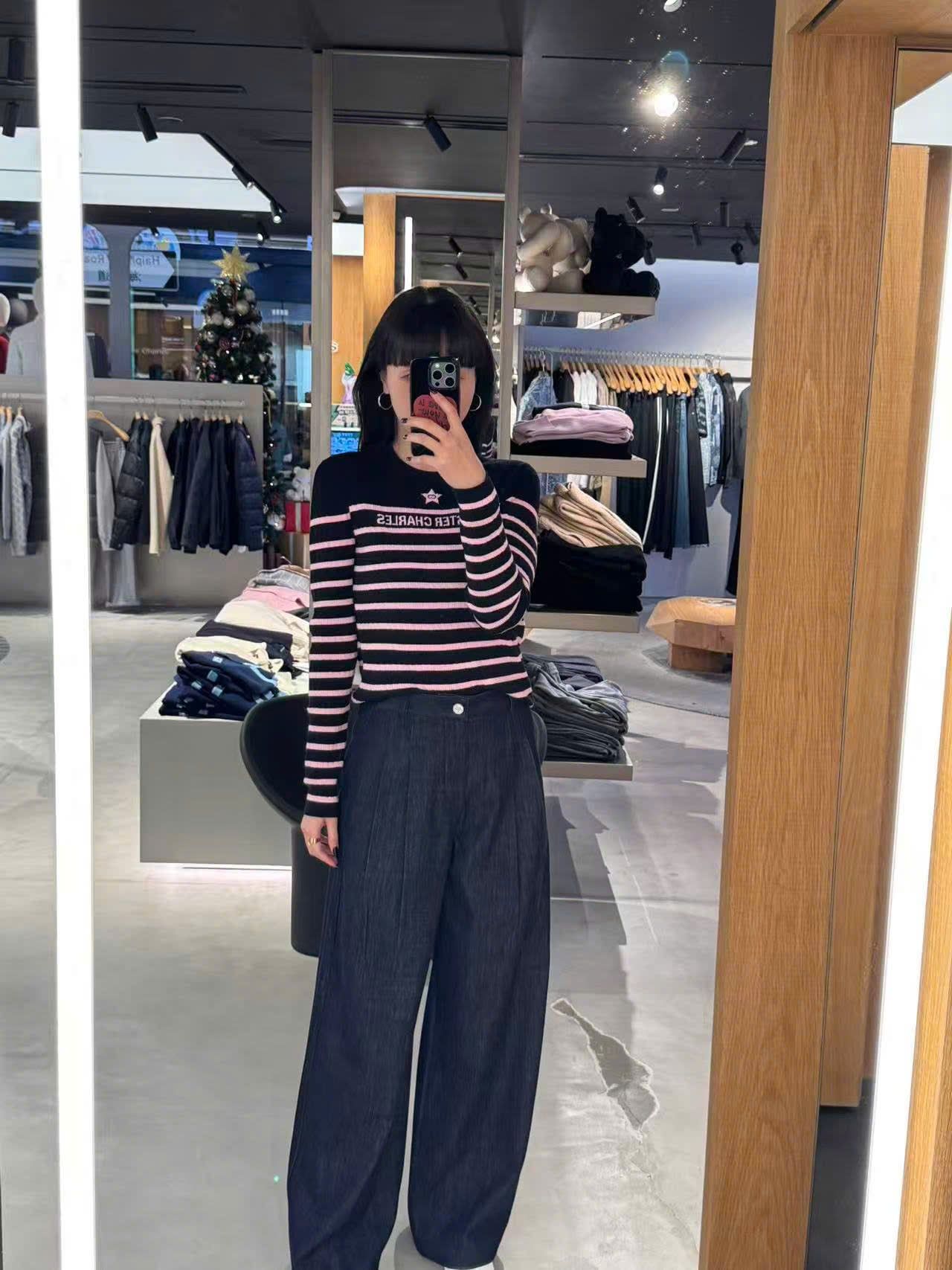  Quần jean ống rộng xanh than ss25 