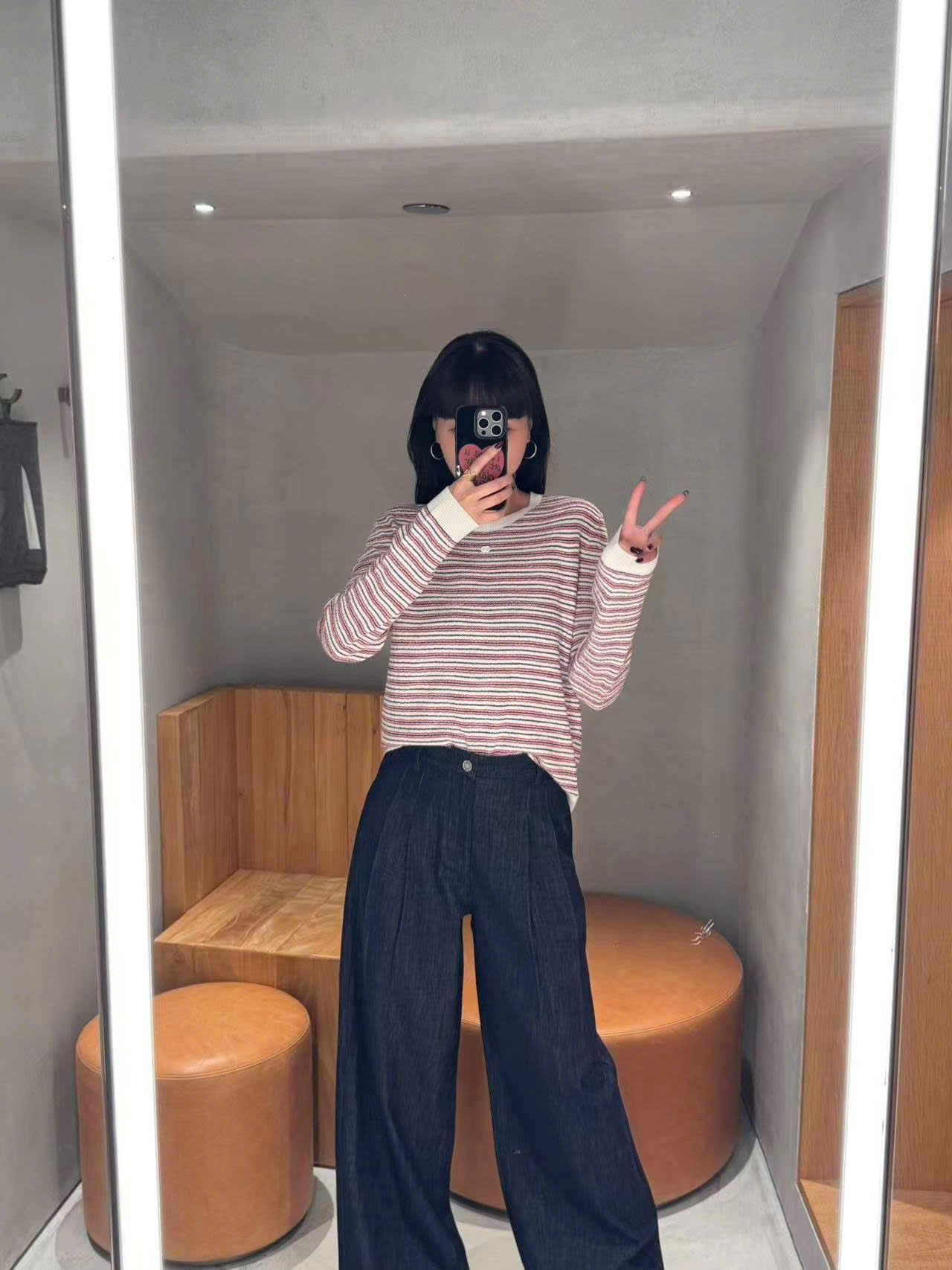  Quần jean ống rộng xanh than ss25 