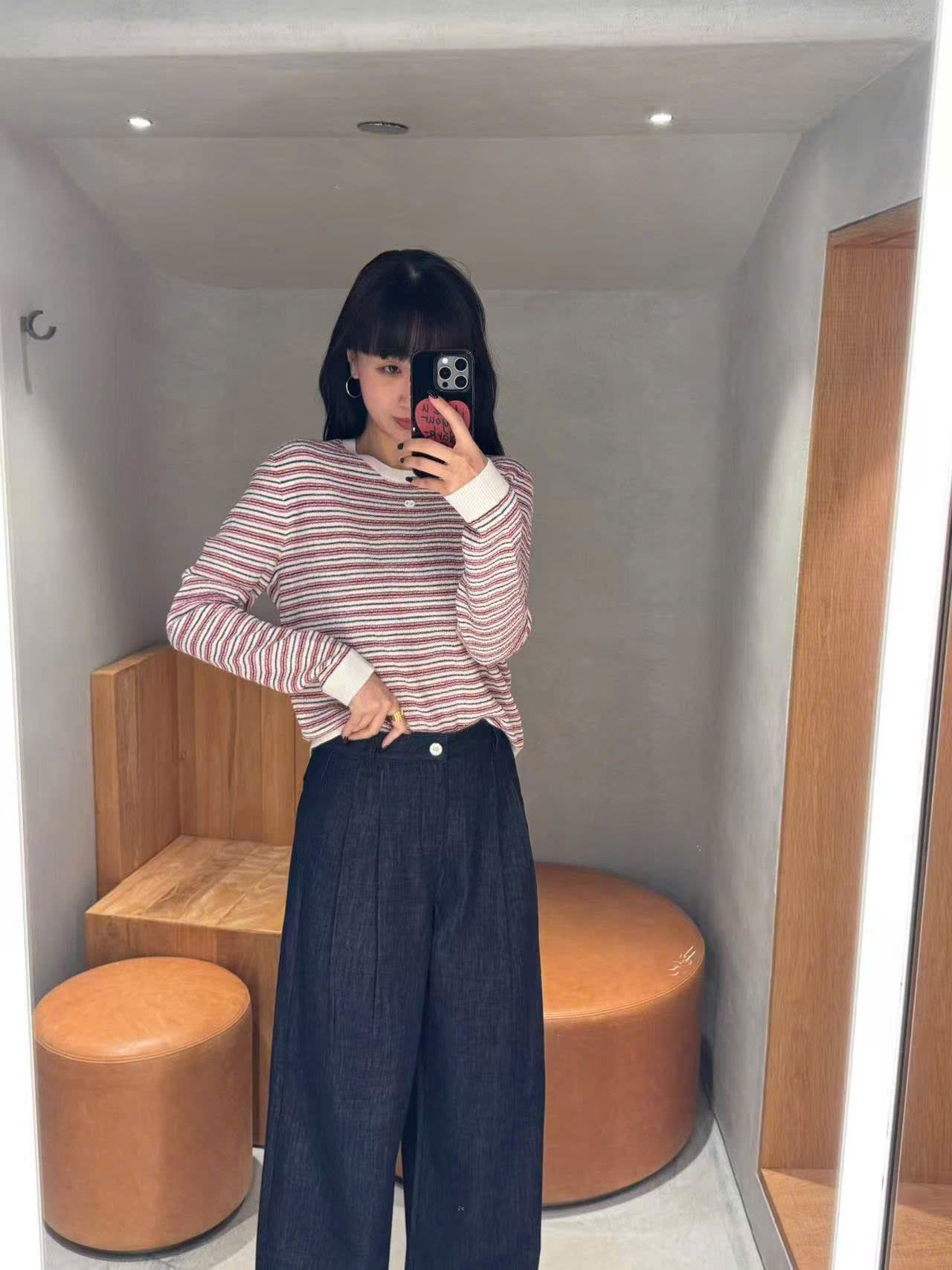  Quần jean ống rộng xanh than ss25 