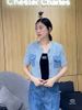  Áo denim ngắn tay, 2 túi ngực 