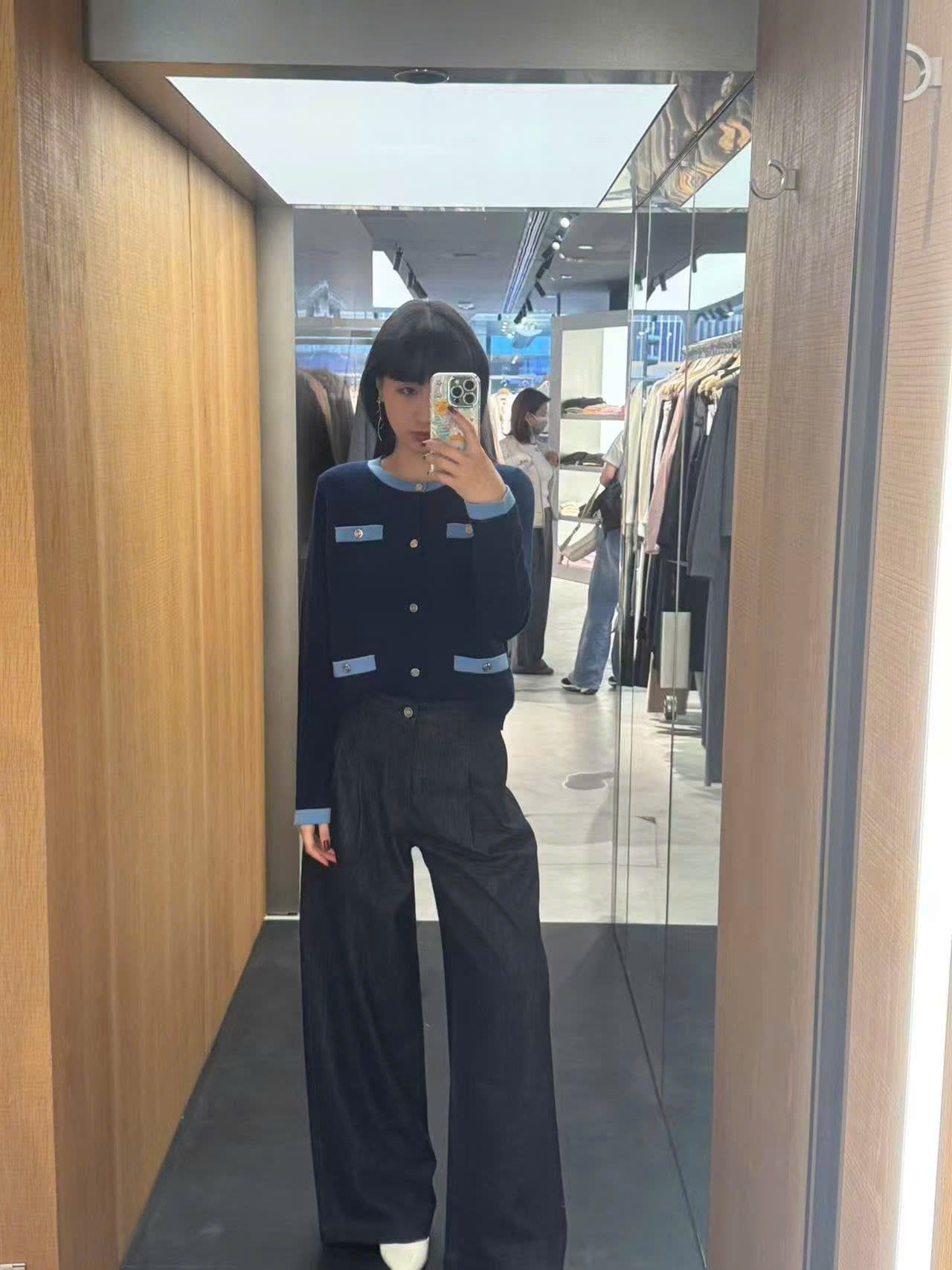  Quần jean ống rộng xanh than ss25 