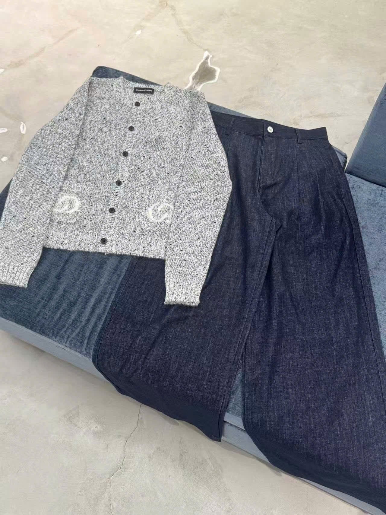  Quần jean ống rộng xanh than ss25 