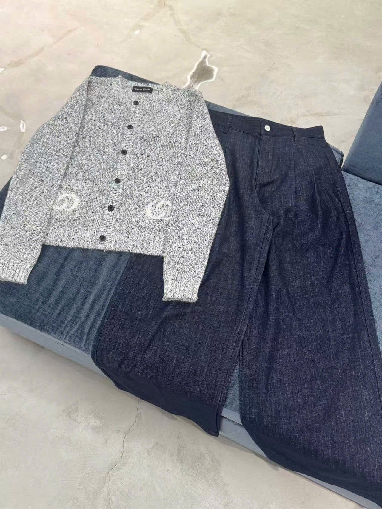  Quần jean ống rộng xanh than ss25 