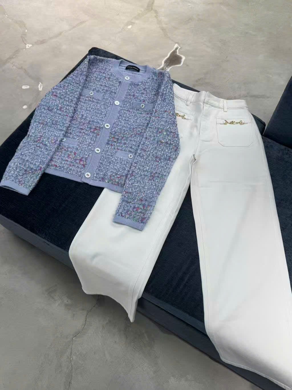  Áo CDG xanh nhạt sắc màu 4 túi -cúc trắng 